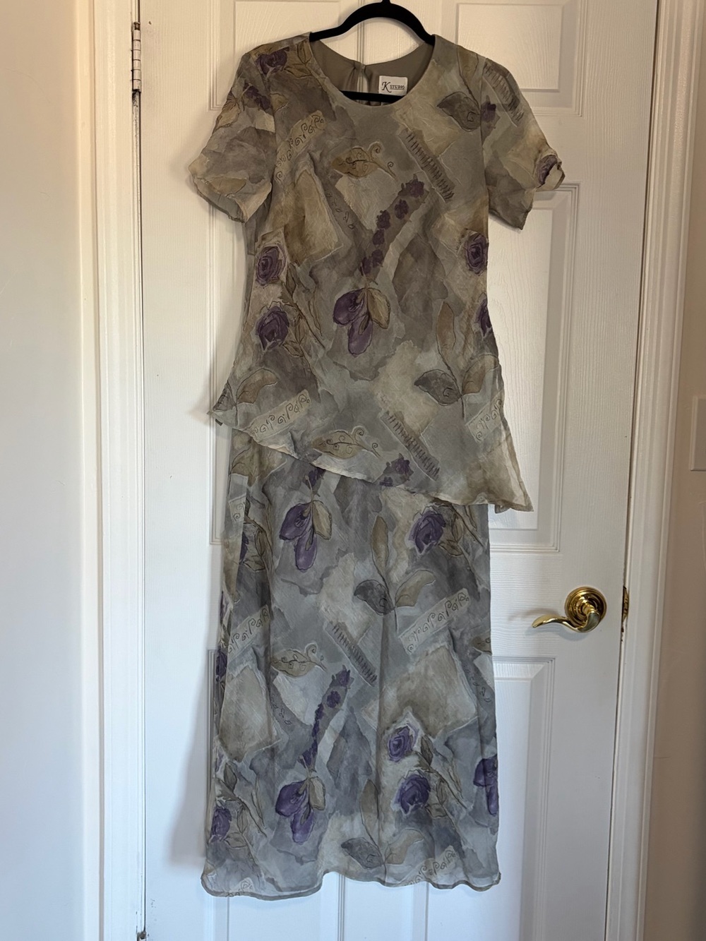 Floral Layered Short-Sleeve Maxi Dress